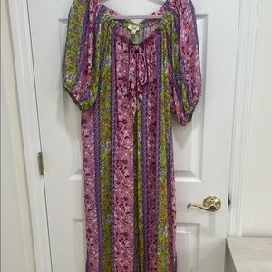 Easel Los Angeles Floral Dress in Pink and Green